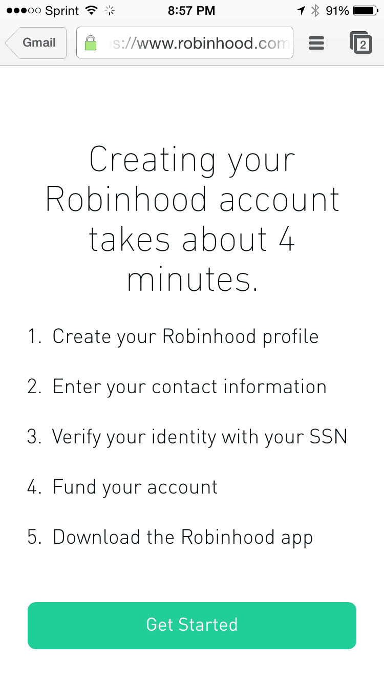 Robinhood Review: Signup