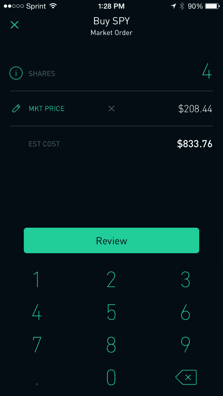 Robinhood Buy Screen