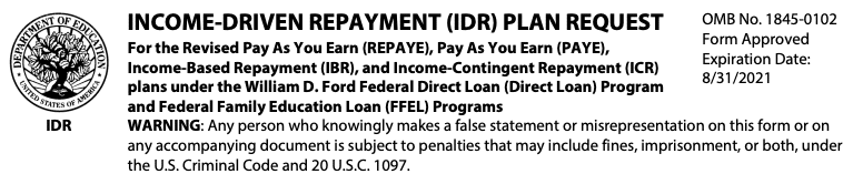 Student loan forgiveness programs:  Income-driven repayment plan loan forgiveness