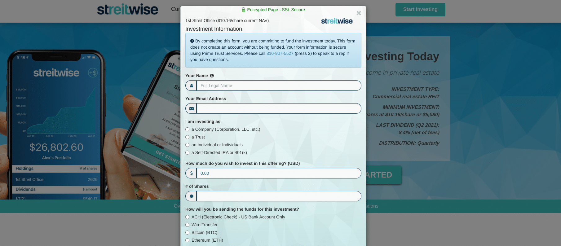 Streitwise sign-up process